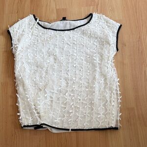 Ann Taylor White Bow Sheer with underlay Blouse